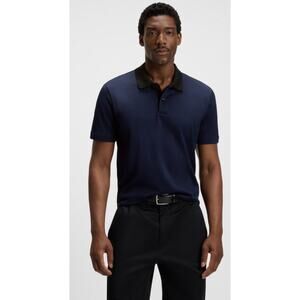 Hugo Boss Polo Button Fitted Cotton Blue Preppy Minimalist Comfortable Academy L